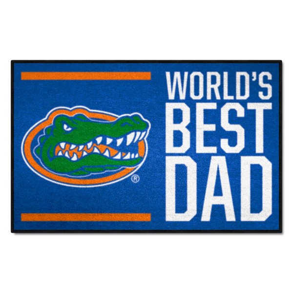 University of Florida - Florida Gators Starter Mat - World's Best Dad Gator Head Primary Logo Blue