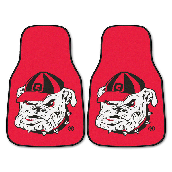 University of Georgia - Georgia Bulldogs 2-pc Carpet Car Mat Set G Primary Logo Red