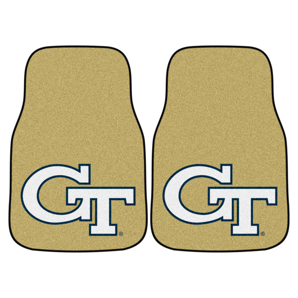 Georgia Tech - Georgia Tech Yellow Jackets 2-pc Carpet Car Mat Set Interlocking GT Primary Logo Gold