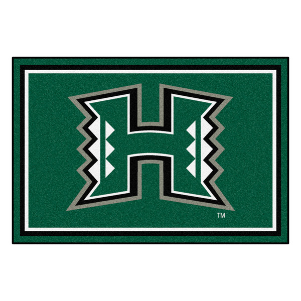 University of Hawaii - Hawaii Rainbows 5x8 Rug H Primary Logo Green