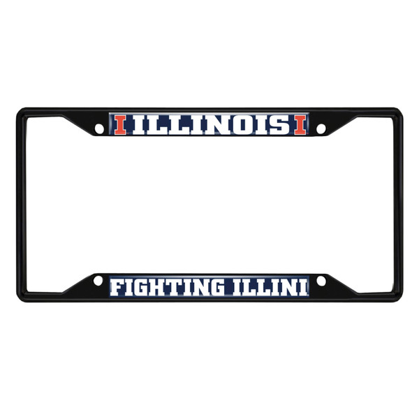 University of Illinois - Illinois Illini License Plate Frame - Black Block I Primary Logo and Wordmark Navy