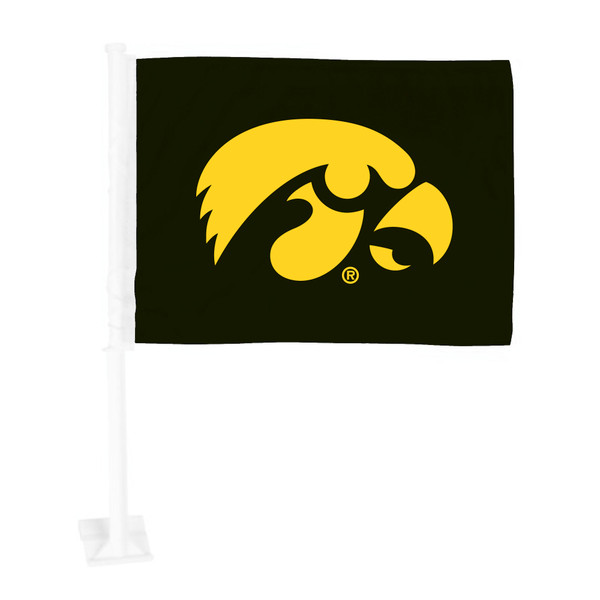 University of Iowa - Iowa Hawkeyes Car Flag Tigerhawk Primary Logo Black