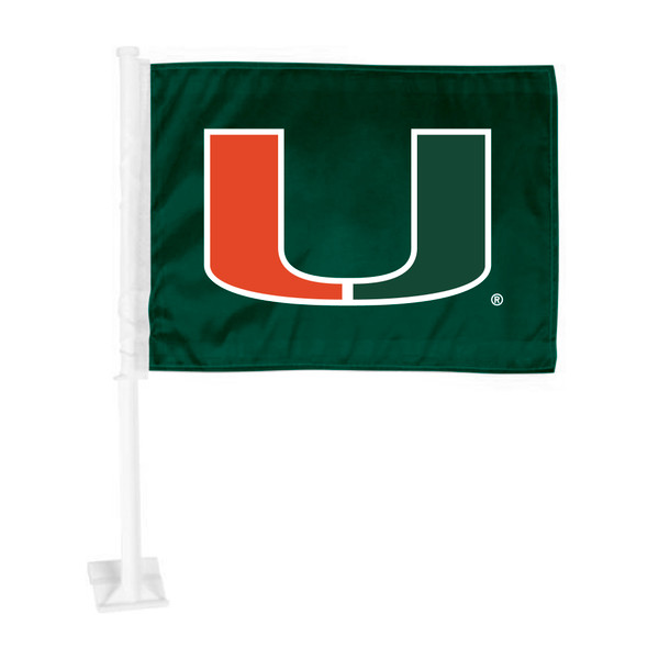 University of Miami - Miami Hurricanes Car Flag U Primary Logo Green