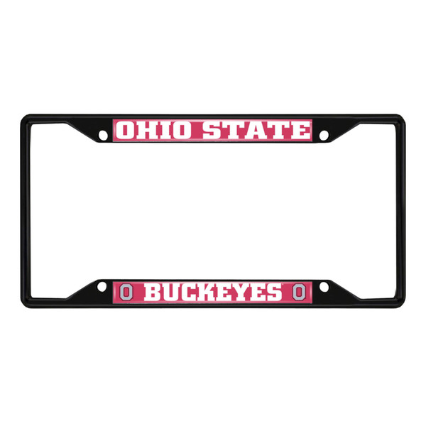 Ohio State University - Ohio State Buckeyes License Plate Frame - Black O Primary Logo and Wordmark Red