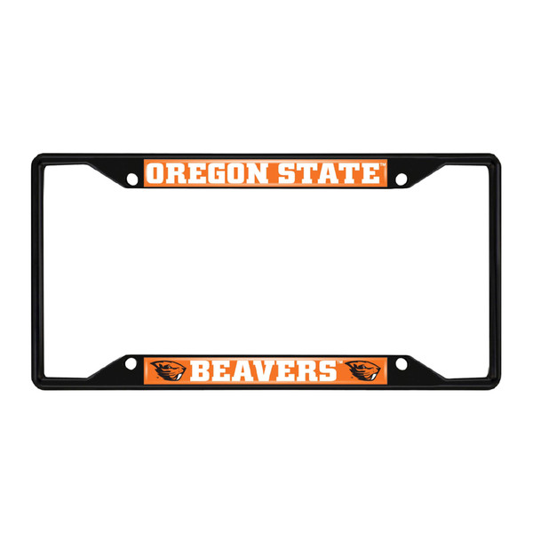 Oregon State University - Oregon State Beavers License Plate Frame - Black "Beaver" Logo & Wordmark Black