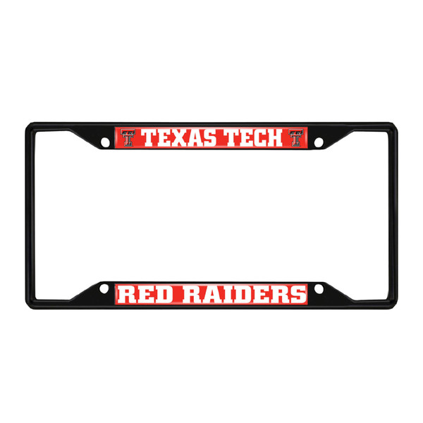 Texas Tech University - Texas Tech Red Raiders License Plate Frame - Black Double T Primary Logo and Wordmark Red