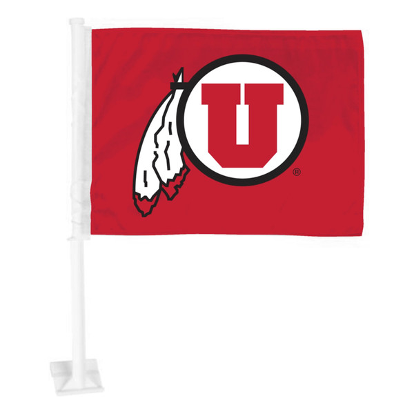 University of Utah - Utah Utes Car Flag Circle & Feather Logo Red