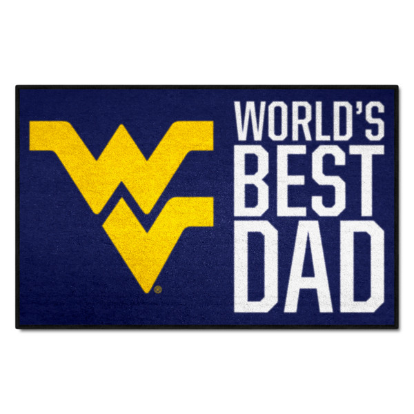 West Virginia University - West Virginia Mountaineers Starter Mat - World's Best Dad Flying WV Primary Logo Blue