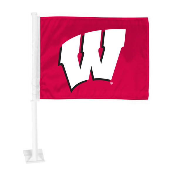 University of Wisconsin - Wisconsin Badgers Car Flag W Primary Logo Red