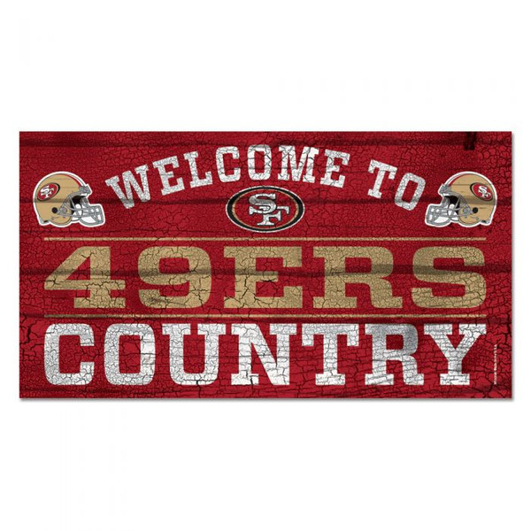 San Francisco 49ers Welcome Wood Sign 13"x24" 1/4" thick