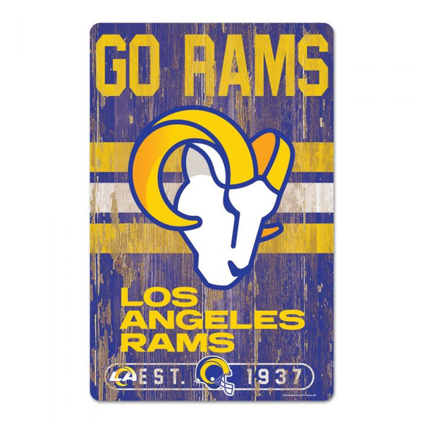 Los Angeles Rams Sign 11x17 Wood Slogan Design