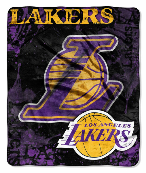 Los Angeles Lakers Blanket 50x60 Raschel Drop Down Design