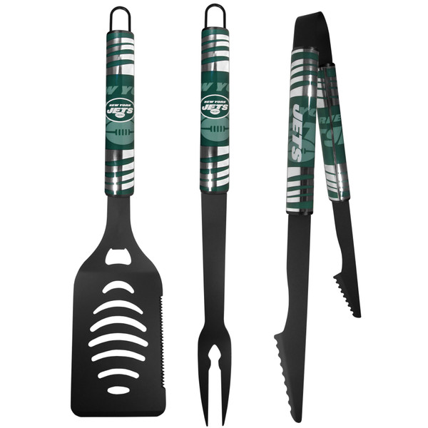 New York Jets 3 pc Black Tailgater BBQ Set