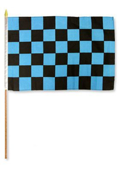 Blue & Black Checkered 12x18in Stick Flag