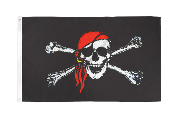 Red Bandana Jolly Roger Flag 2x3ft Poly