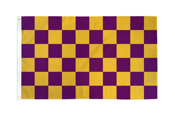 Purple & Gold Checkered Flag 3x5ft Poly