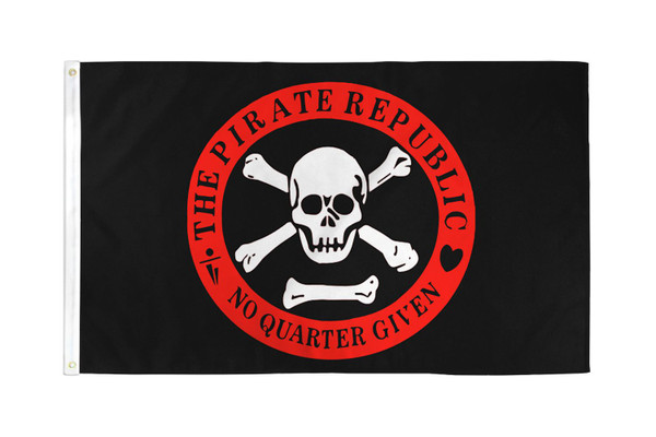 Pirate Republic (Red) Flag 3x5ft Poly