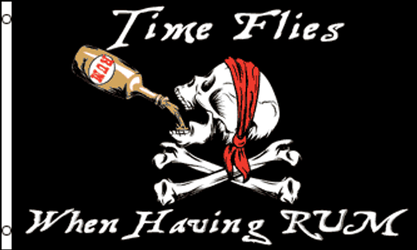 Time Flies When Having Rum Pirate Flag 3x5ft Poly