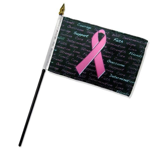 Breast Cancer 4x6in Stick Flag