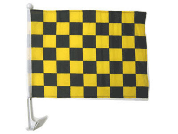Black & Yellow Checkered Single-Sided Car Flag