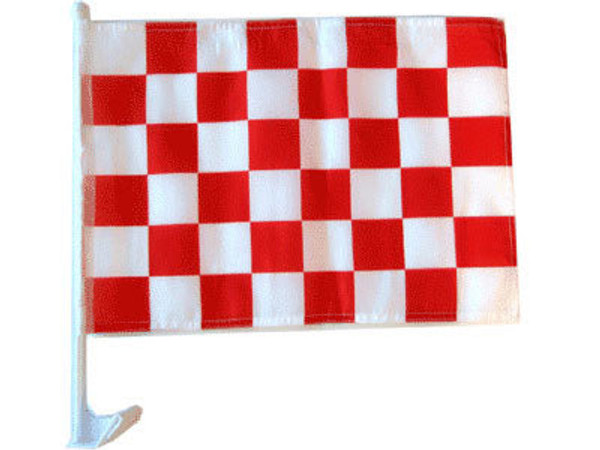 Red & White Checkered Single-Sided Car Flag