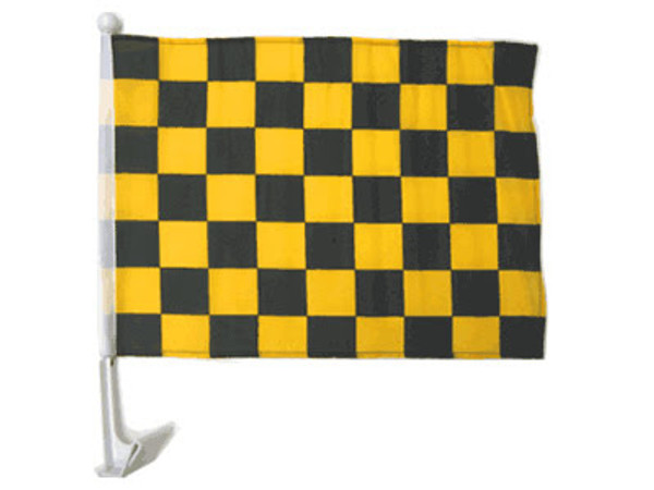 Black & Gold Checkered Single-Sided Car Flag