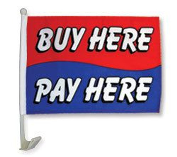 Buy Here Pay Here (Red & Blue) Car Flag