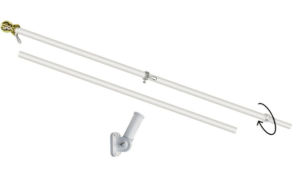 6ft Spinning Stabilizer Flag Pole & Bracket Kit (White)