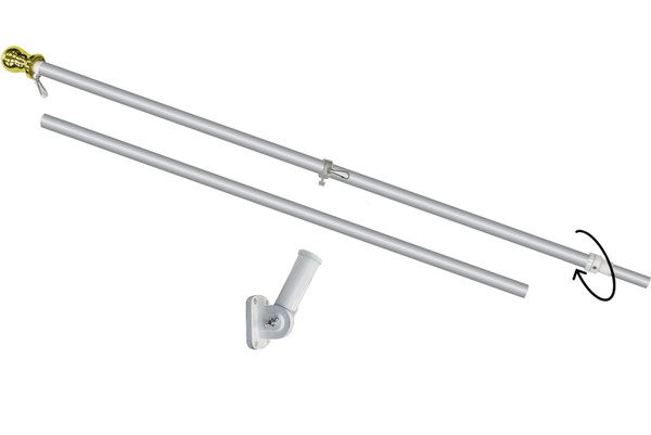 6ft Spinning Stabilizer Flag Pole & Bracket Kit (Silver)