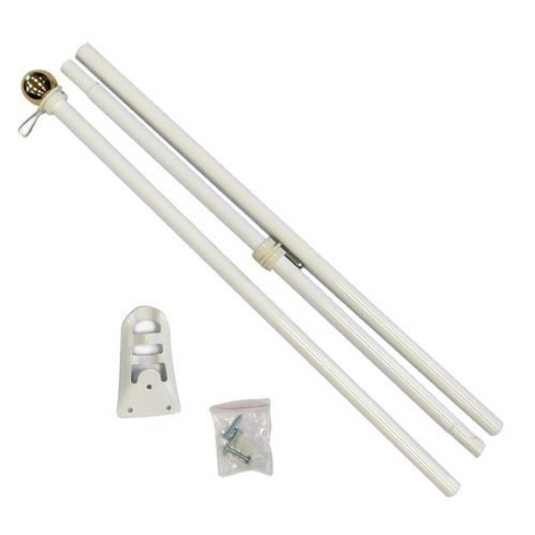 6ft Steel White Flag Pole (Ball Top)