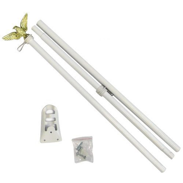 6ft Steel White Flag Pole (Eagle Top)