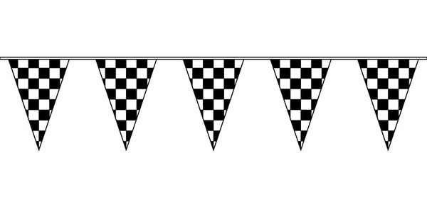 30ft Black & White Checkered Pennant String Flags