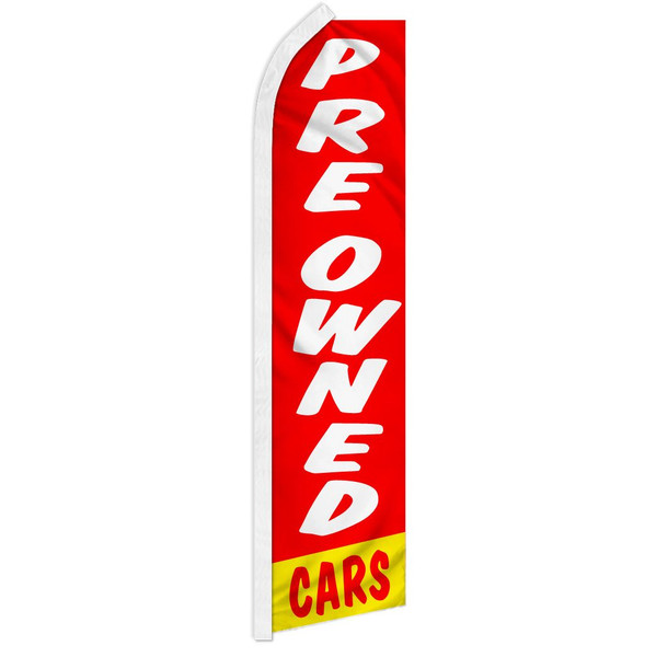 Preowned Cars (Red & White) Super Flag