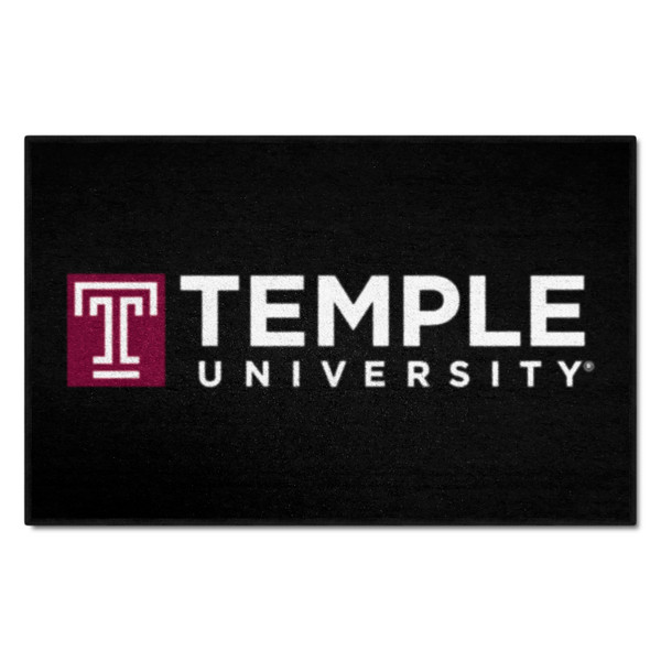 Temple University - Temple Owls Starter Mat "Stylized Block T" Logo & Wordmark Black