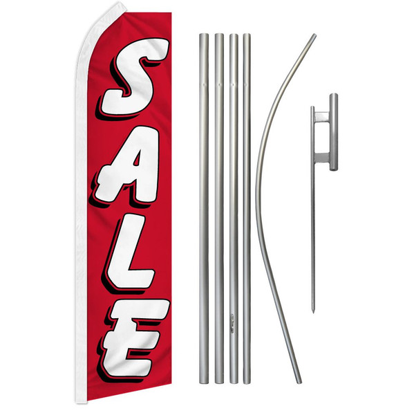 Sale (Red & White) Super Flag & Pole Kit