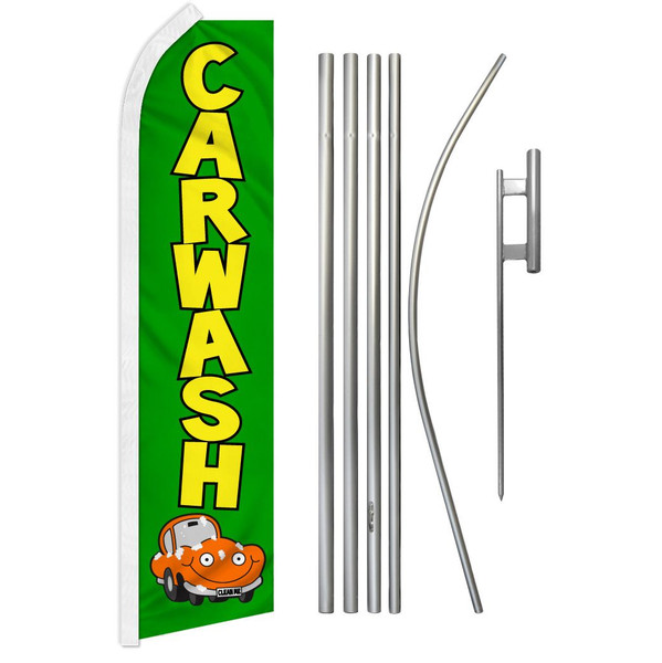 Car Wash (Green) Super Flag & Pole Kit