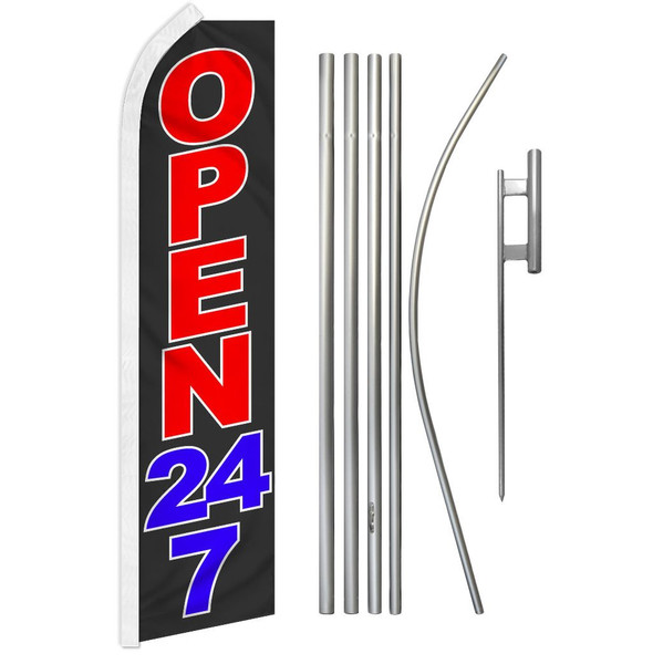 Open 24/7 Super Flag & Pole Kit