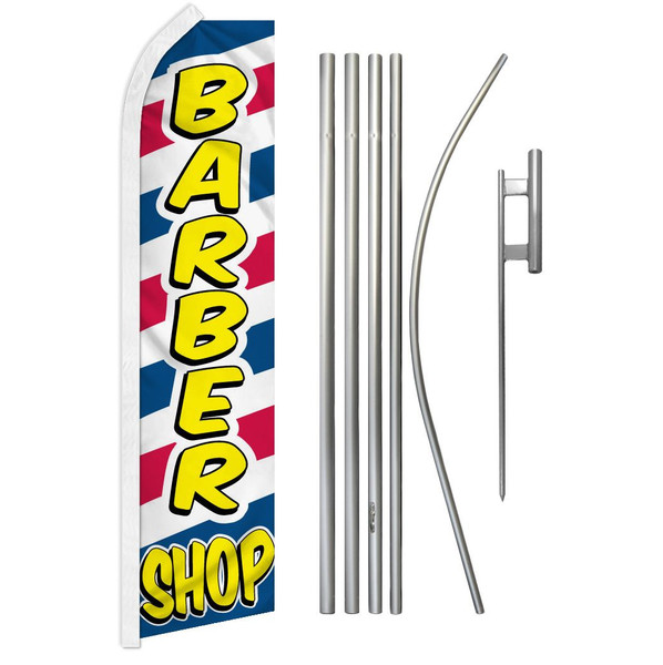 Barber Shop (Letters) Super Flag & Pole Kit