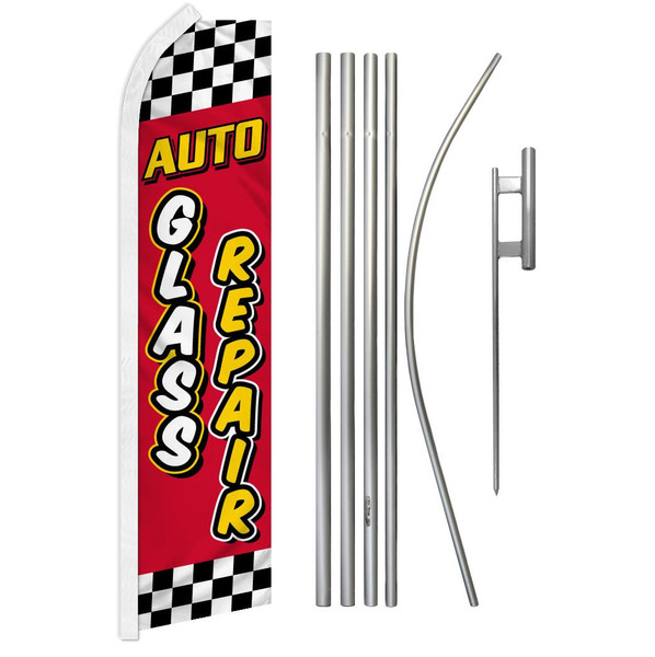 Auto Glass Repair (Red & Yellow) Super Flag & Pole Kit