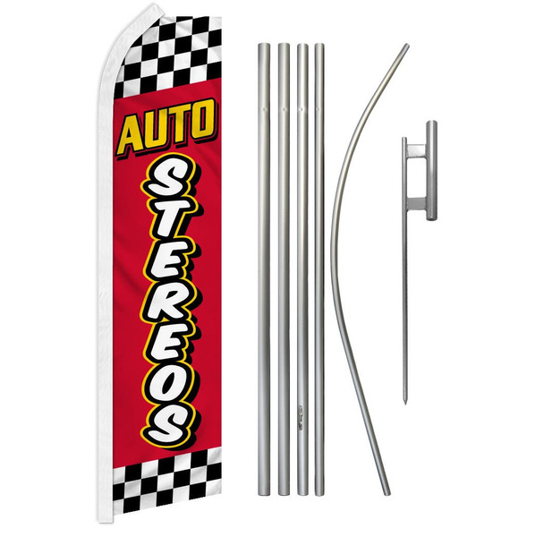 Auto Stereos (Red & Yellow) Super Flag & Pole Kit