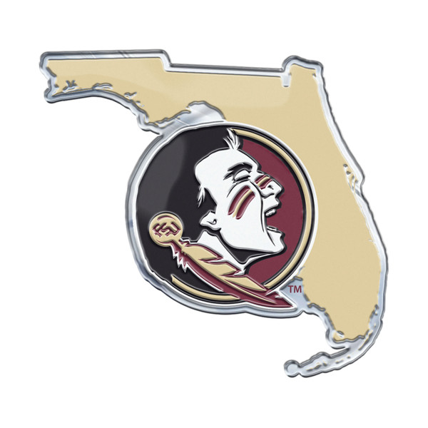 Florida State University - Florida State Seminoles Embossed State Emblem "Seminole" Logo / Shape of Florida Garnet