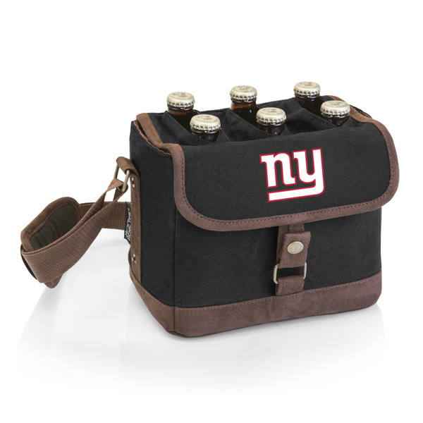 New York Giants Beer Caddy Cooler Tote with Opener, (Black with Brown Accents)