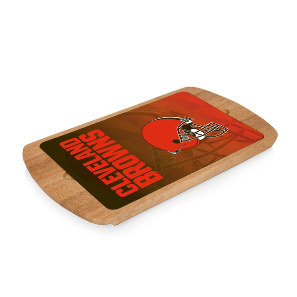 Cleveland Browns Billboard Glass Top Serving Tray, (Parawood)
