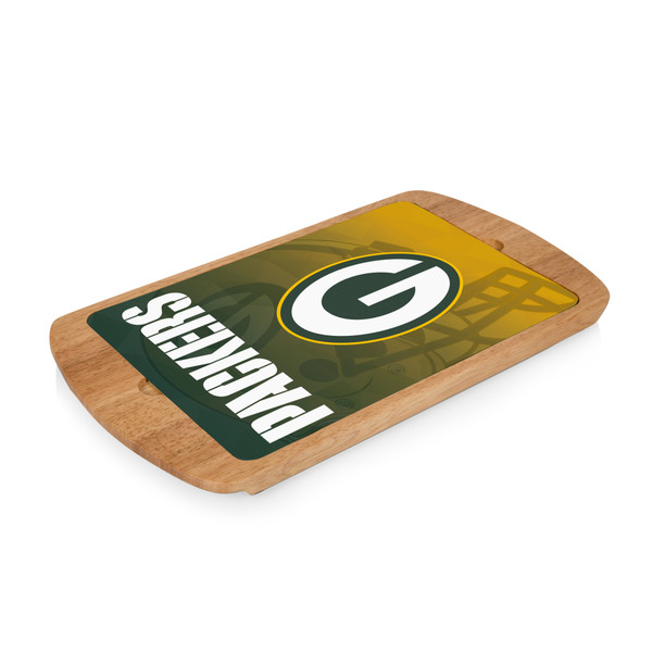 Green Bay Packers Billboard Glass Top Serving Tray, (Parawood)