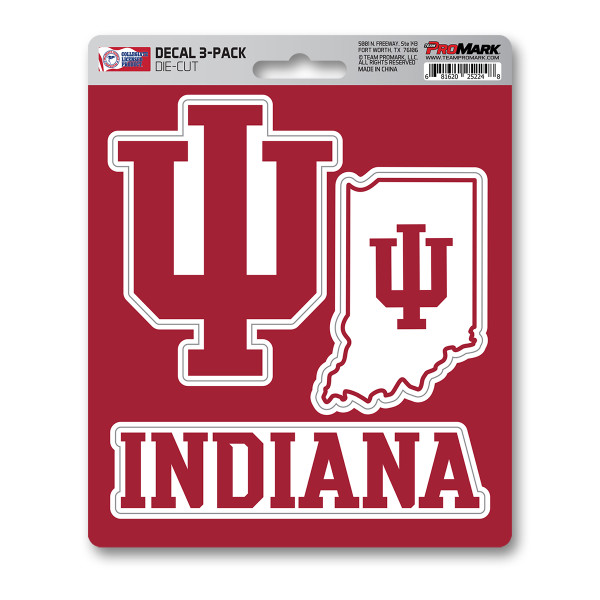 Indiana Hoosiers Decal 3-pk 3 Various Logos / Wordmark