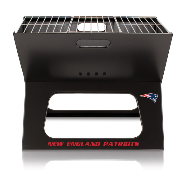 New England Patriots X-Grill Portable Charcoal BBQ Grill, (Black)