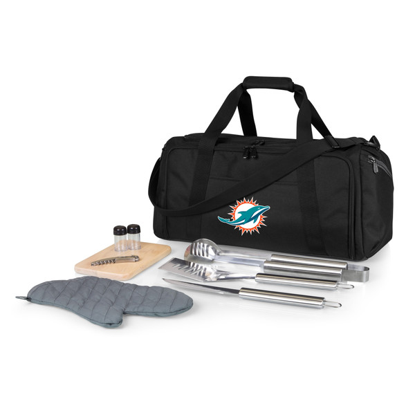 Miami Dolphins BBQ Kit Grill Set & Cooler, (Black)