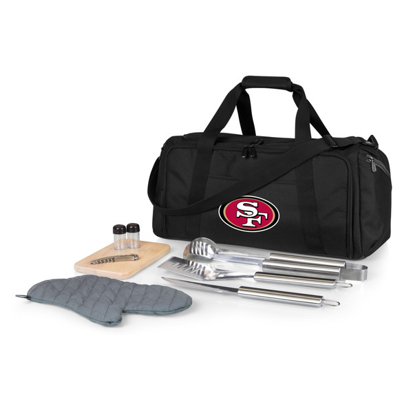 San Francisco 49ers BBQ Kit Grill Set & Cooler, (Black)