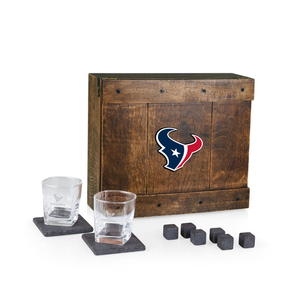 Houston Texans Whiskey Box Gift Set, (Oak Wood)