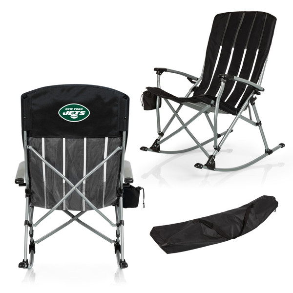 New York Jets Outdoor Rocking Camp Chair, (Black)